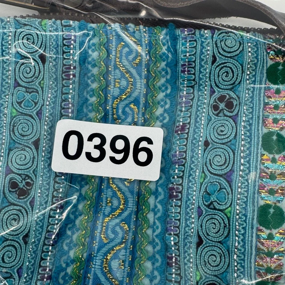 JADEtribe Embroidered Tribal Wristlet Clutch Turquoise Blue Gold Thailand Boho - Picture 6 of 6